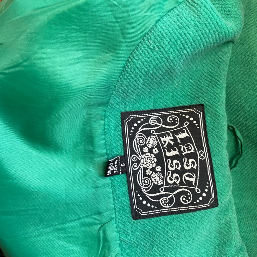 Green pea coat jacket